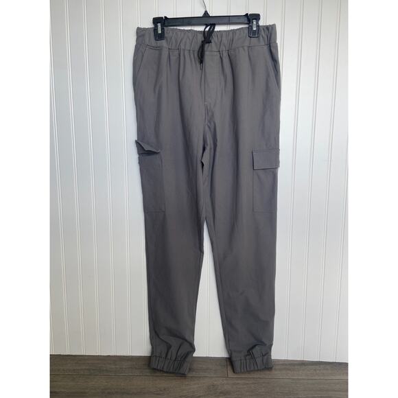 Zyia Active Pants Mens M Gray Stretch Athletic Joggers Zipper Cuffs Pockets - Picture 1 of 5